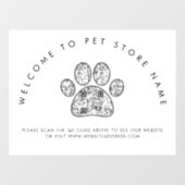 ペットストア名へようこそQRコードウィンドウの固定 ウィンドウサイン (シート)