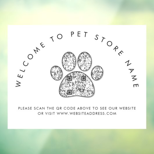 ペットストア名へようこそQRコードウィンドウの固定 ウィンドウサイン (シート3)