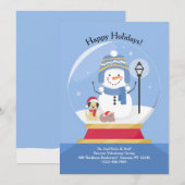 ペットスノーグローブホリデーカード 招待状 (正面/裏面)