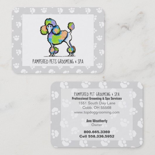 ペットスパドッグトリマービジネスレインボープードルGY 名刺 (正面/裏面)