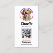 ペットソーシャルメディアInstagram犬の写真QRコード 名刺 (正面)