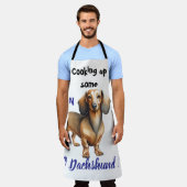 ペットダックスシャンドブラウンのパーソナライズ エプロン (着用した状態)