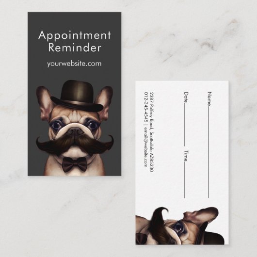 ペットトリマーおもしろいフランスのブルドッグ 予約カード (正面/裏面)