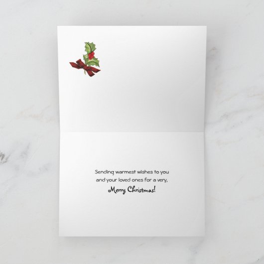 ペットトリマーのヴィンテージブルドッグおよび猫のためのクリスマス シーズンカード (内部)