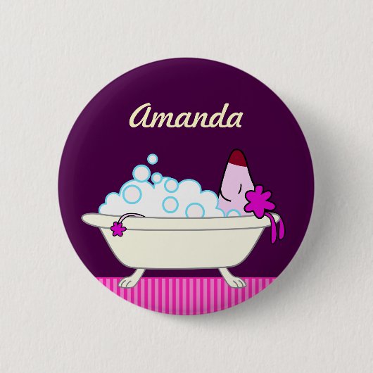 ペットトリマーの犬のBath 缶バッジ (正面)