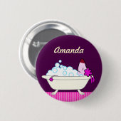 ペットトリマーの犬のBath 缶バッジ (正面&裏面)