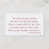 ペットトリマーまたはショップ顧客ロイヤリティパンチカード ロイヤリティカード (裏面)