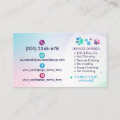 ペットトリマーインホーム&移動犬&猫グルーミング 名刺 (裏面)