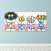 ペットトリマースパアートドッグズキャットインロブズピンク キャンバスプリント (インサイチュ (ウッドフロア))