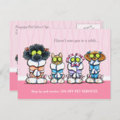 ペットトリマースパドッグキャットローブピンクのクーポンメーラー ポストカード (正面/裏面)