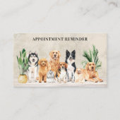 ペットトリマーリマインダーボホウォーター色の子犬 予約カード (正面)