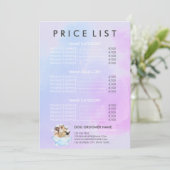 ペットトリマー座り犬ねこスパ価格表 メニュー (スタンド正面)