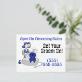 ペットトリマー新郎を青いポストカードに入れる ポストカード (スタンド正面)