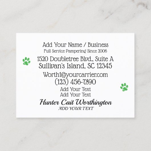 ペットトリマー 名刺 (裏面)