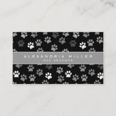 ペットトリマー |白黒とグレーのポープリント 名刺 (正面)