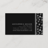 ペットトリマー |白黒とグレーの動物の手のプリント 名刺 (裏面)