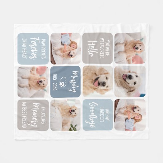 ペットドッグお気に入りのメモリアルハカスタムロー7写真 フリースブランケット (正面(横))