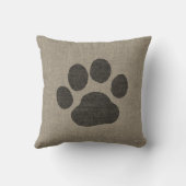 ペットドッグの足の跡|リネンフェイクバーラップスタイル クッション (裏面)
