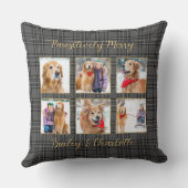ペットドッグカスタムグレイ写真コラージュクリスマスプレイド クッション (裏面)