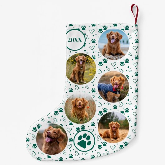 ペットドッグカスタムフォトコラージモノグラムポープリント スモールクリスマスストッキング (裏面)