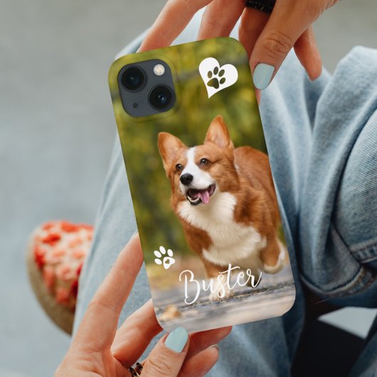 ペットドッグキャットパーソナライズされた写真テンプレートポーハート Case-Mate iPhoneケース