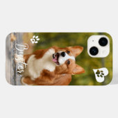 ペットドッグキャットパーソナライズされた写真テンプレートポーハート Case-Mate iPhoneケース (裏面 (横))