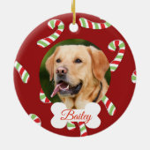 ペットドッグキャットホリデーカスタマイズフォトキャンディーケーン セラミックオーナメント (裏面)