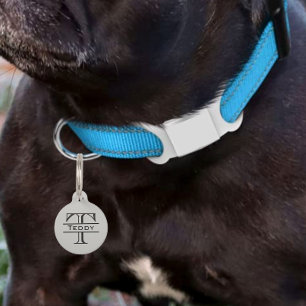 ペットドッグキャットモノグラムカスタマイズラベル名日付 ペット　ネームタグ