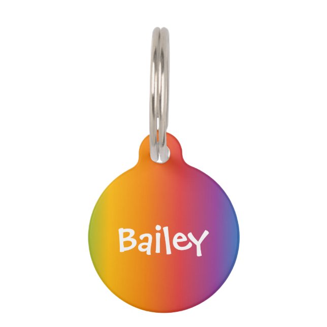 ペットドッグキャットモノグラムラベルレインボーカスタマイズID ペット　ネームタグ (正面)