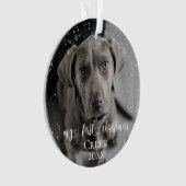 ペットドッグキャット写真私の初めてのクリスマス手書き オーナメント (正面)