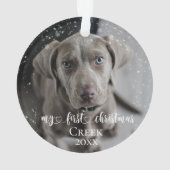 ペットドッグキャット写真私の初めてのクリスマス手書き オーナメント (裏面)