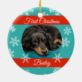 ペットドッグキャット初めてのクリスマス写真テンプレート セラミックオーナメント (裏面)