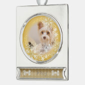 ペットドッグクリスマス金ゴールドオーナメント シルバープレートバナーオーナメント (左)