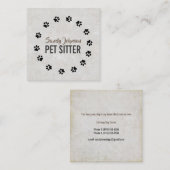 ペットドッグシッター着席サービス業 スクエア名刺 (正面/裏面)