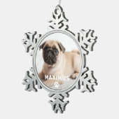 ペットドッグシンプルポープリント名前をカスタムする写真 スノーフレークピューターオーナメント (右)