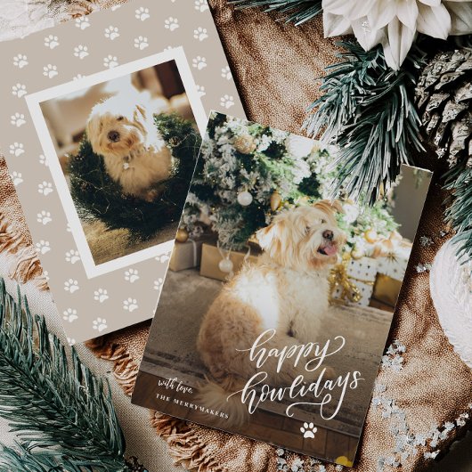 ペットドッグハッピーハウリデイズホリデーフォトカード シーズンカード