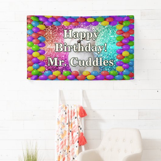 ペットドッグパーソナライズされたキャラクター誕生日バナー 横断幕 (インサイチュ)