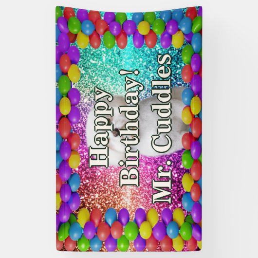 ペットドッグパーソナライズされたキャラクター誕生日バナー 横断幕 (縦)