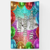 ペットドッグパーソナライズされたキャラクター誕生日バナー 横断幕 (縦)