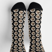 ペットドッグフォトパターン任意のカラーブラック誕生日 ソックス (上部)