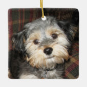 ペットドッグフォトフレーム – 背面に名前を追加 セラミックオーナメント (正面)