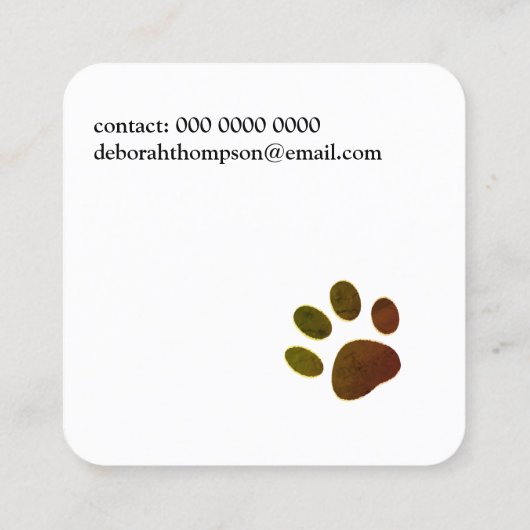 ペットドッグポー名刺 スクエア名刺 (裏面)
