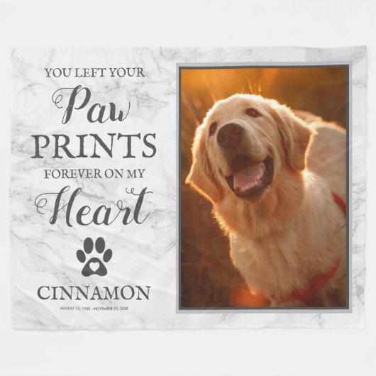 ペットドッグメモリアルキープサクマーブルフリースブランケット フリースブランケット (正面(横))