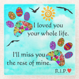 ペットドッグメモリアル悔やみや弔慰コースター ガラスコースター