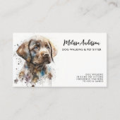 ペットドッグラブラドールリトリエバーウォーターカラーアートパピー 名刺 (正面)