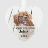ペットドッグ初めてのクリスマス写真ツリーオーナメント オーナメント (正面)