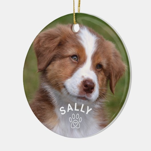 ペットドッグ水玉模様ポープリント名前をカスタムする写真 セラミックオーナメント (左)