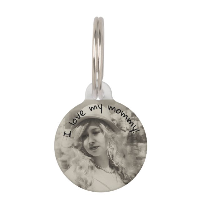 ペットドッグ猫ID母失ったパパ写真 ペット　ネームタグ (正面)