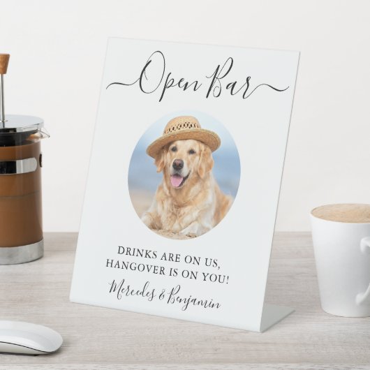ペットドッグ結婚のオープンバーカスタム写真ドリンク 台座サイン (インサイチュ)