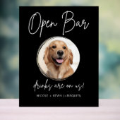 ペットドッグ結婚のオープンバードリンクカクテルブラック アクリルサイン (ニュートラル)